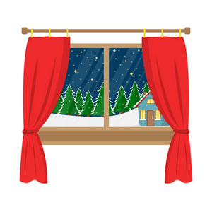 圣诞窗.平的动画片例证照片