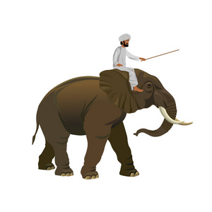 印度人骑大象。在白色背景查出的向量例证