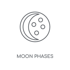 月相线性图标。月相概念笔画符号设计。薄的图形元素向量例证, 在白色背景上的轮廓样式, eps 10
