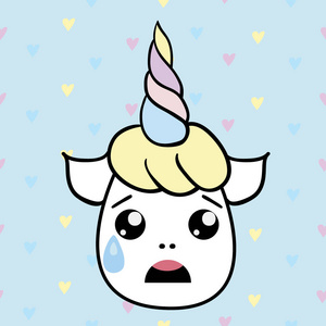 可爱的矢量独角兽图标 emoji 表情范妮孤立照片