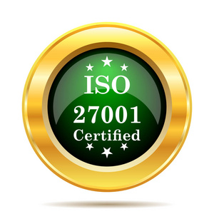 Iso 27001 图标。白色背景上的互联网按钮