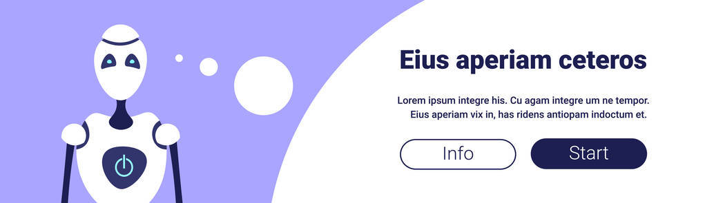 现代机器人聊天气泡 bot 帮手人工智能概念卡通人物肖像平面水平横幅复制空间
