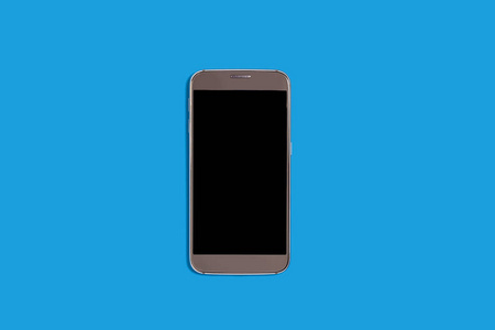 蓝色背景下的智能手机