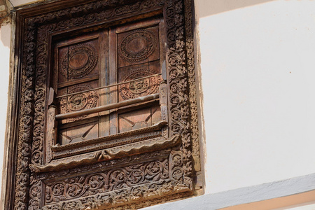 大汗雕刻的窗口。力王佛尼泊尔。1027