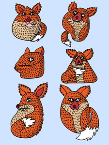 字符设计矢量橙色狐狸集插图