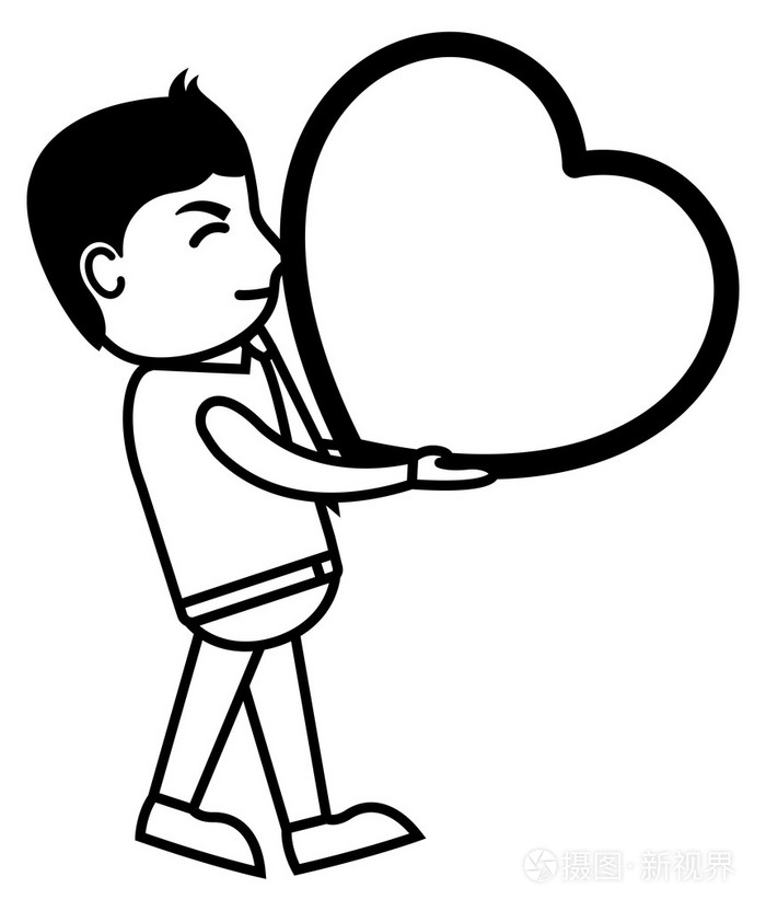 抱着爱心的男孩矢量图插画-正版商用图片09va9t-摄图新视界