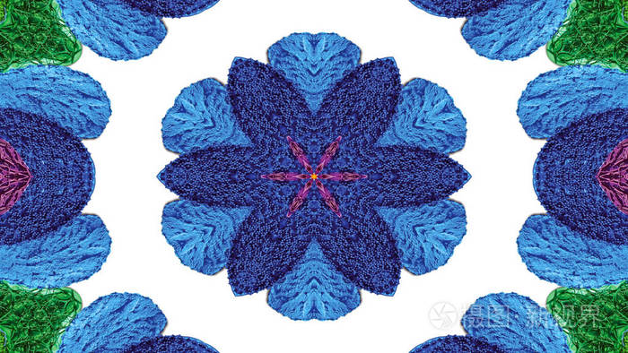 抽象多彩花卉植物区系概念对称图案观赏装饰万花筒运动几何圈和星形