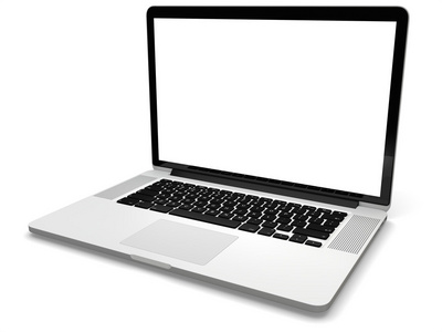 与白色屏幕的笔记本电脑