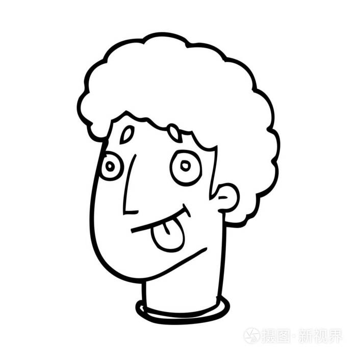 线画卡通滑稽的男性面孔