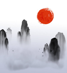 传统东方水墨画-e,u-罪孽,去华照片