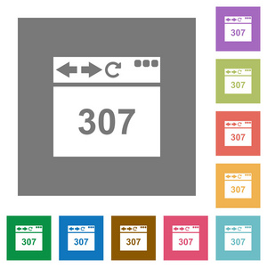 浏览器307临时重定向平面图标上的简单颜色正方形背景
