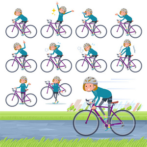 一组穿着运动服装的妇女骑在公路自行车上。有一个行动是享受的。它是矢量艺术, 所以很容易编辑