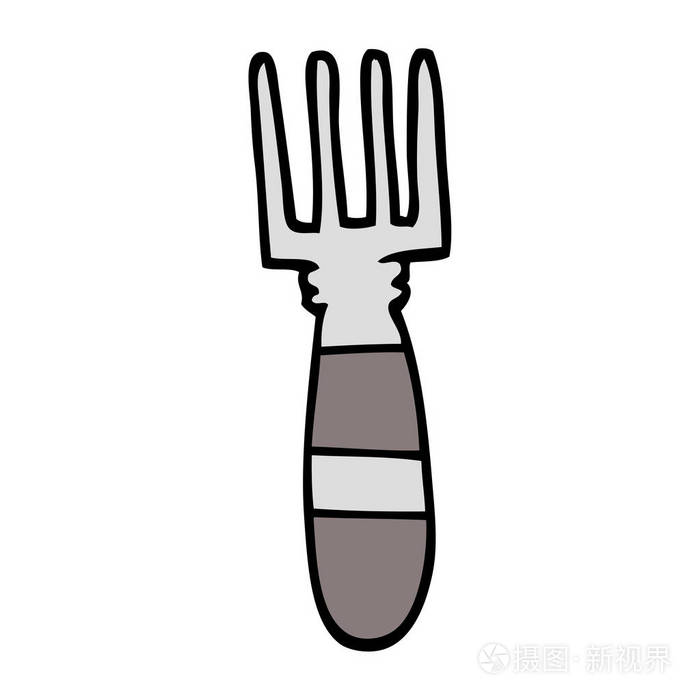手绘涂鸦风格动画片叉子