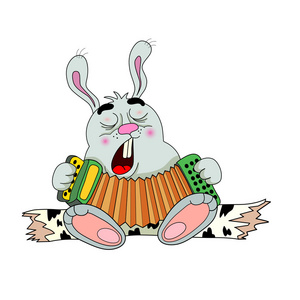 性格开朗的野兔野兔演奏口琴照片