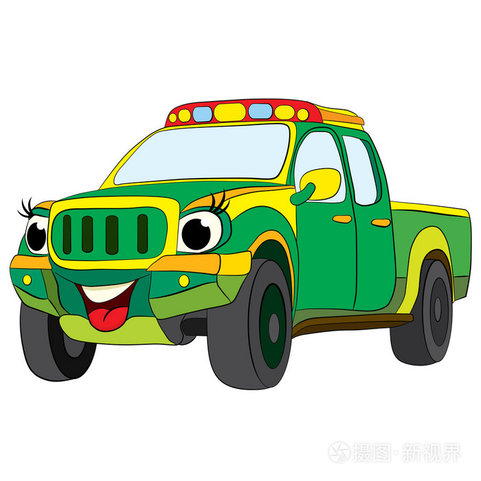 卡通的快乐汽车皮卡