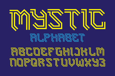 神秘的字母表。游戏风格的字体。独立英语字母表