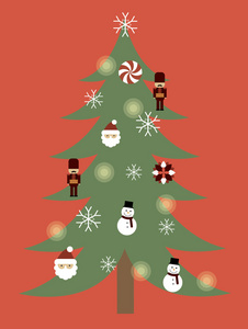 老式圣诞节树海报模板图片