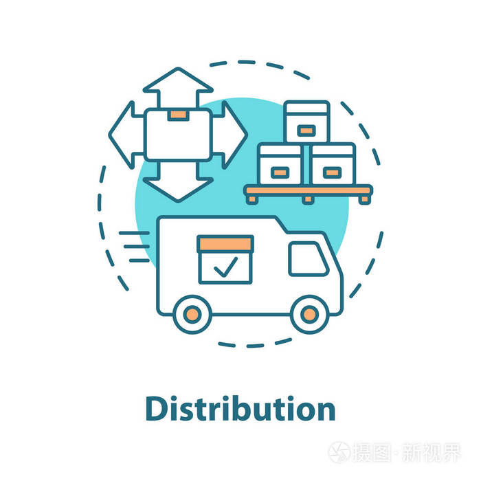 物流和配送概念图标.送货服务理念细线插图.装运.产品运输.