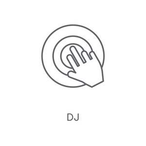 dj 线性图标。dj 概念笔画符号设计。薄的图形元素向量例证, 在白色背景上的轮廓样式, eps 10