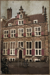 在阿姆斯特丹的国家的旧楼的旧照片