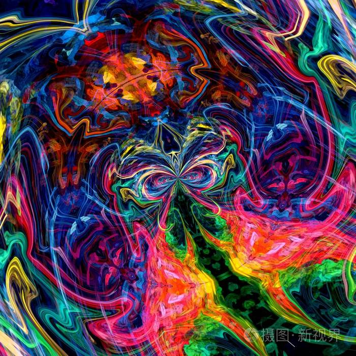 图形绘画分形艺术.抽象设计背景.大尺寸的墙面印刷.梦幻般的艺术品.