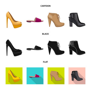 鞋子和妇女标志的向量例证。鞋类和足部股票矢量图的收集
