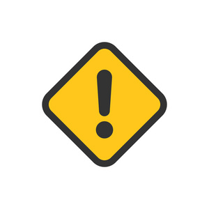 在平面样式中的感叹号图标.危险警报向量例证在白色被隔绝的背景.