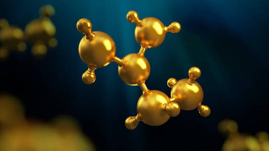 3d 抽象金金属分子背景的图解照片