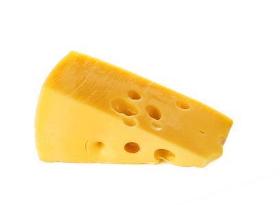 白色背景下分离的奶酪的关闭