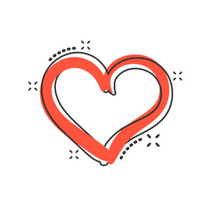 矢量卡通手画的漫画风格的心脏图标.爱素描涂鸦心插画象形文字.