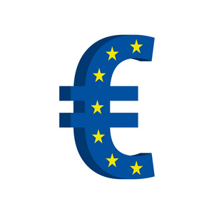 带旗向量的欧元 欧元 货币符号