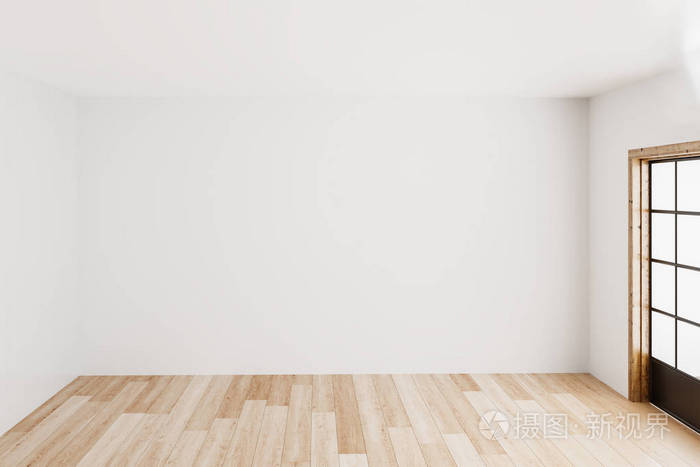 空白简单的室内房间背景空白白色墙壁角落和白色木地板contemporary 3d 渲染照片 正版商用图片09wd1d 摄图新视界
