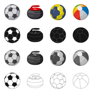 体育和球符号的向量例证。网络运动与体育股票符号的收集