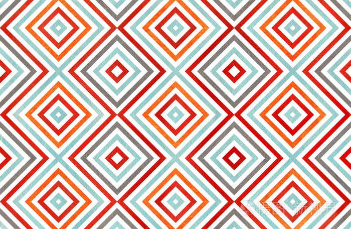 水彩几何图案的橙色, 蓝色, 红色和灰色的颜色.