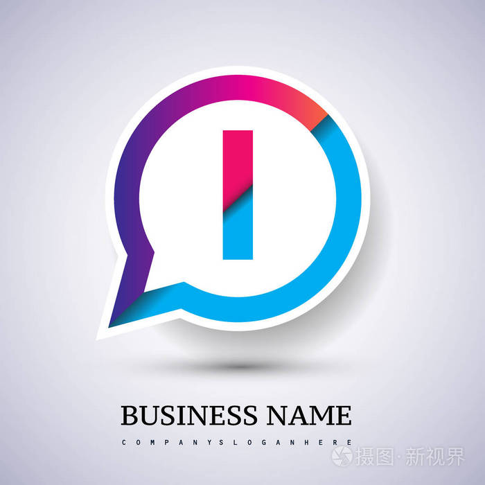 插画 标志,符号 徽标l 字母五颜六色的圆圈聊天图标.