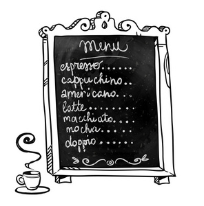 黑板.手绘.咖啡厅菜单.矢量招牌照片