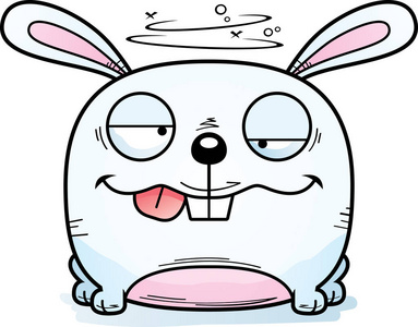 一只兔子，看起来令人陶醉的卡通插图