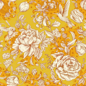 五颜六色的无缝花卉图案。花壁纸, 自然流行风格。墙上与牡丹