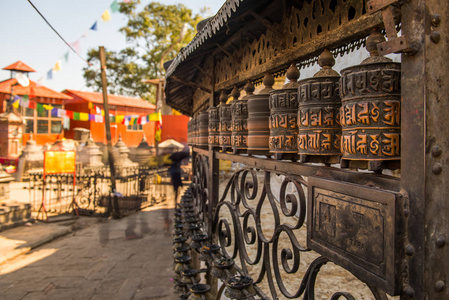 祈祷轮, swayambunath 或猴子寺, 联合国教科文组织世界遗产, 加德满都, 尼泊尔, 亚洲