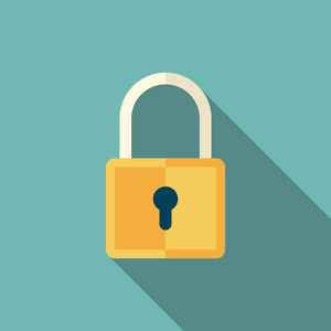 锁定图标,带长长的阴影.平面样式矢量图照片