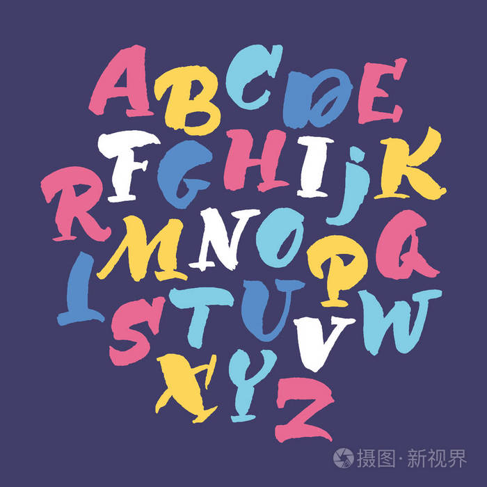 插画 刷绘矢量字母.孩子 abc 设置.逗人喜爱的卡通字母.eps