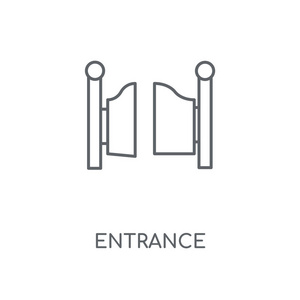 入口线性图标。入口概念笔画符号设计。薄的图形元素向量例证, 在白色背景上的轮廓样式, eps 10