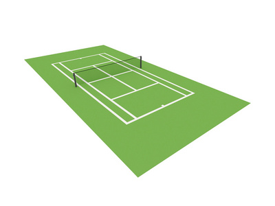 孤立的绿色网球场