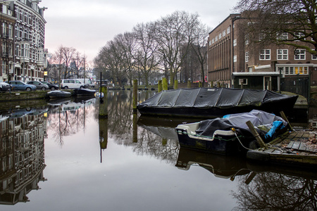 早早晨冬天观市运河阿姆斯特丹