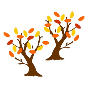 秋天的树。抽象矢量图形插图