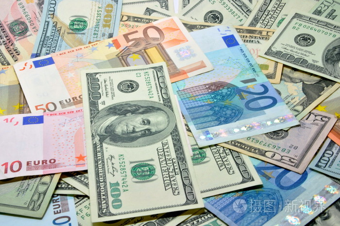 很多的美元和欧元,特写照片-正版商用图片09x8ru-摄图新视界
