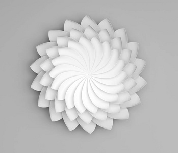 灰色背景上的单一白色装饰花。纸折纸百合