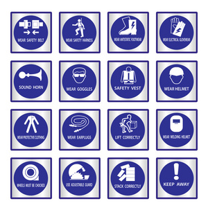 点图标与奖励或检查标记在工业应用中使用的金属强制性标志强制性标志