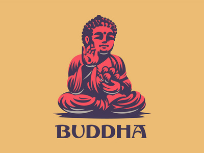 几何可爱微笑的婴儿坐在瑜伽姿势莲花花瑜伽美容中心标志矢量瑜伽集