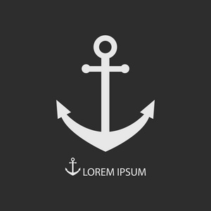 锚点标志暗灰色的背景上的白色船锚标志照片